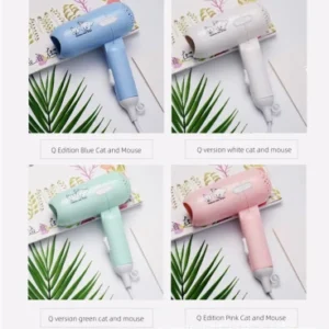 Portable Cartoon Hair Dryer for Kids - Foldable 2-Speed Design for Travel and Home