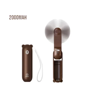 Portable Rechargeable Hand Fan - Jisulife F8, 2000mAh Battery, Brown