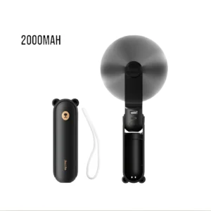 Portable Rechargeable Hand Fan - Jisulife F8 2000mAh in Sleek Black