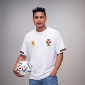 Portugal Fan Edition White Drop Shoulder Tee - Premium Quality