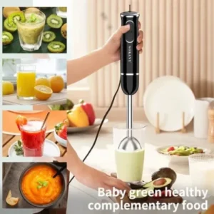 Powerful 300W Immersion Hand Blender with Stainless Steel Blade for Smooth Soups and Smoothies