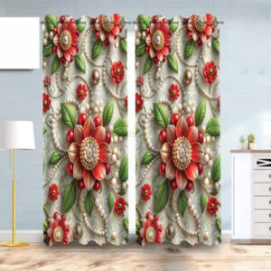 Premium 3D Printed Curtain Set - 2 Pieces for Elegant Home Decor
