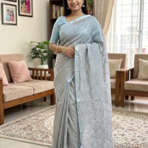 Premium Half Silk Embroidered Saree - Elegant Traditional Attire