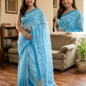 Premium Half Silk Embroidered Saree - Elegant Traditional Wear