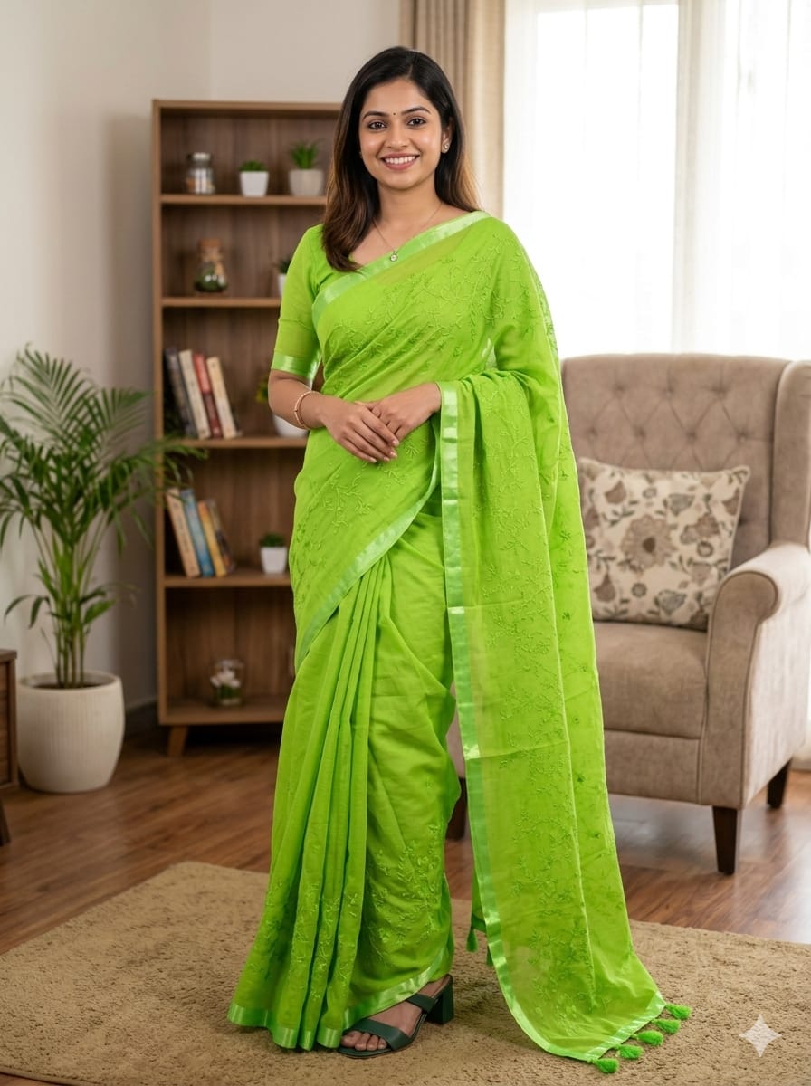 Premium Half Silk Embroidered Saree - Elegant Traditional Wear for Women % Premium Half Silk Embroidered Saree - Elegant Traditional Wear for Women