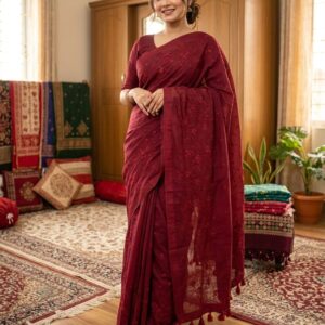 Premium Half Silk Embroidered Saree for Elegant Occasions