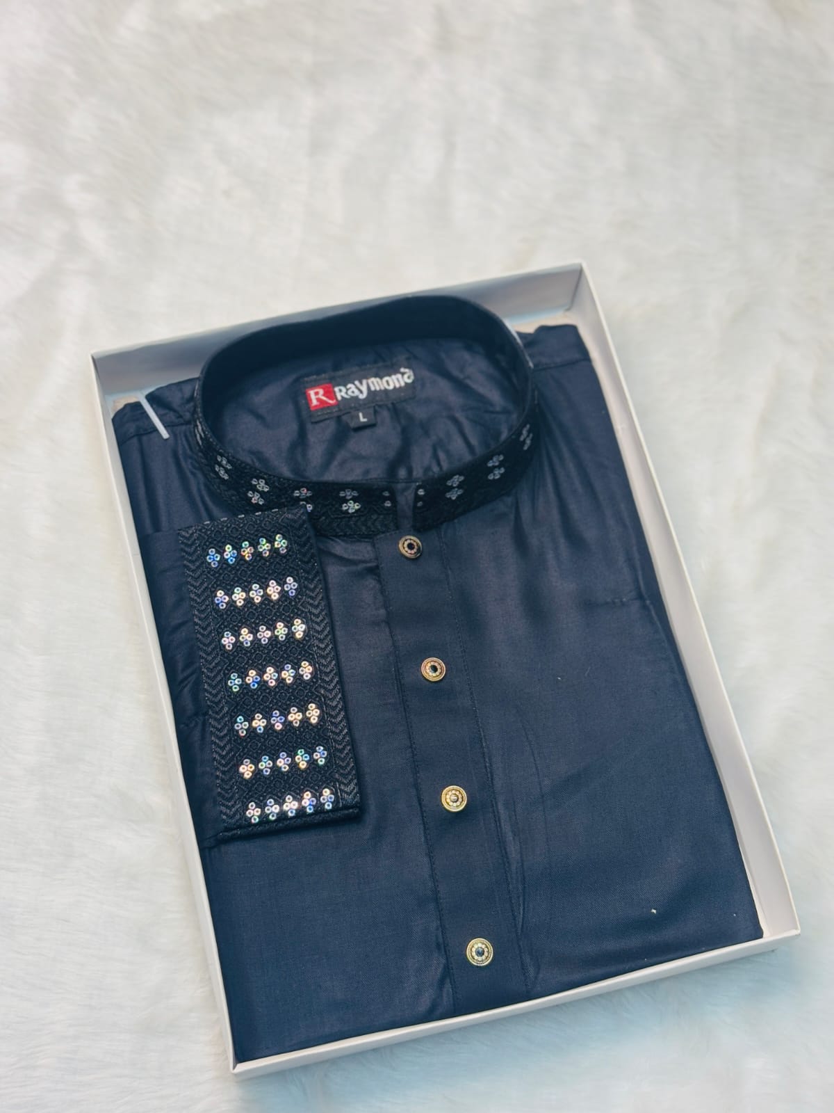 Premium Sequence Embellished Cotton Panjabi for Elegant Occasions % Premium Sequence Embellished Cotton Panjabi for Elegant Occasions