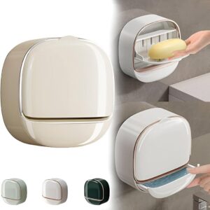 Premium Wall-Mounted Soap Holder with Drain Tray - Multi-Functional Adhesive Design