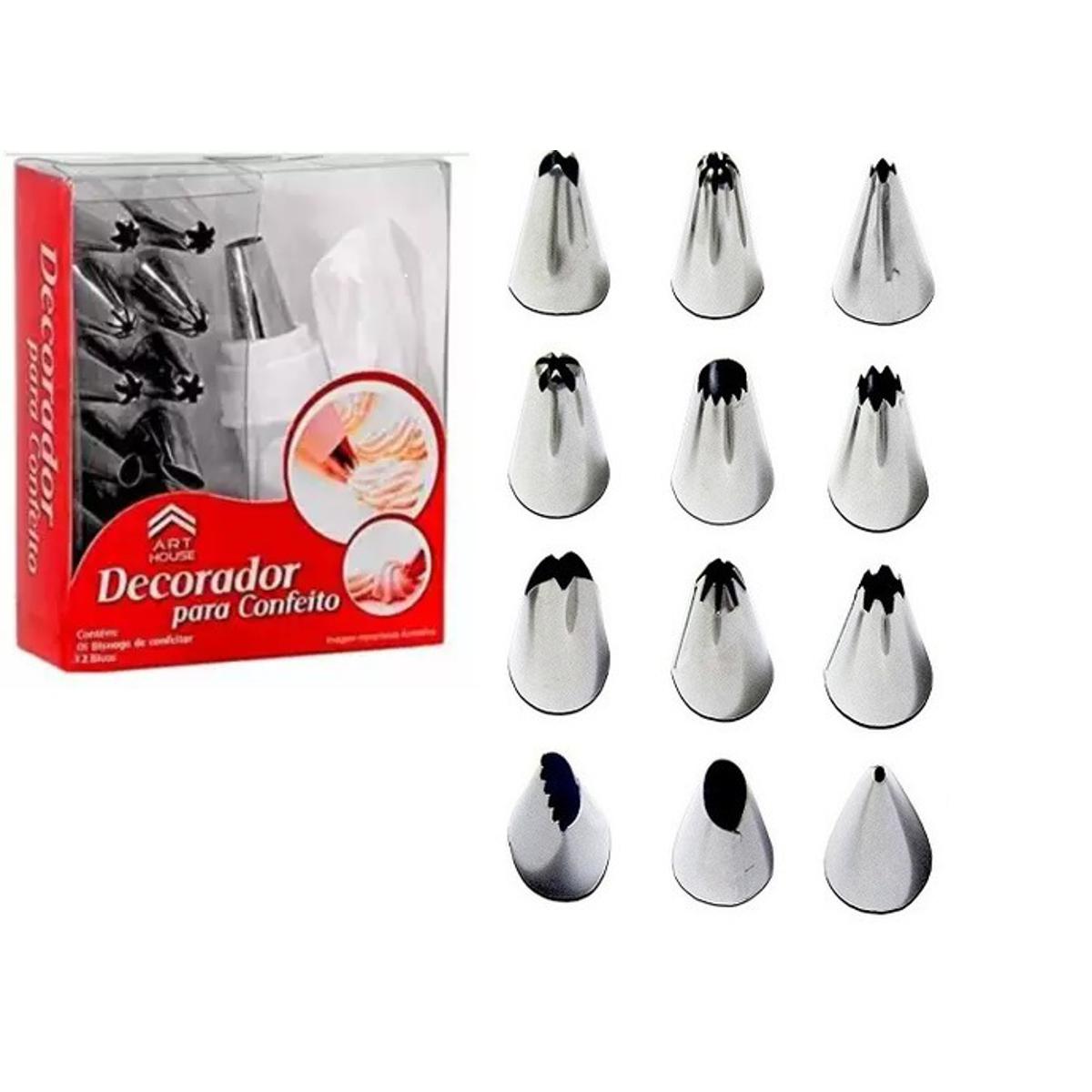 Professional 12-Piece Cake Decorating Kit with Steel Nozzles and Reusable Piping Bags % Professional 12-Piece Cake Decorating Kit with Steel Nozzles and Reusable Piping Bags