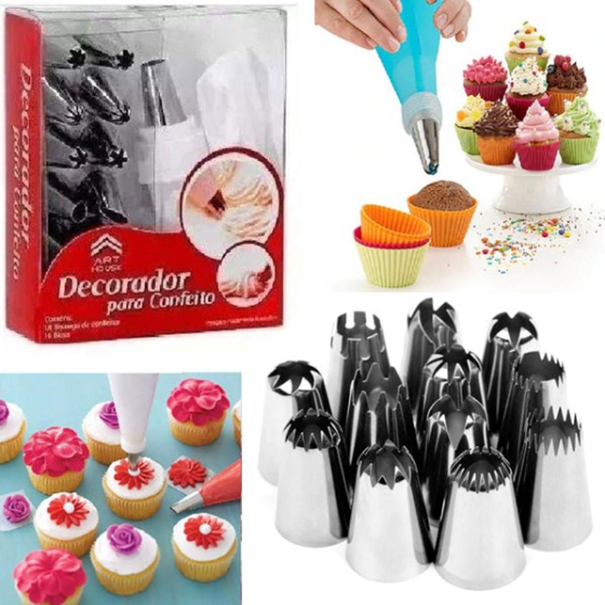 Professional 12-Piece Cake Decorating Kit with Steel Nozzles and Reusable Piping Bags % Professional 12-Piece Cake Decorating Kit with Steel Nozzles and Reusable Piping Bags