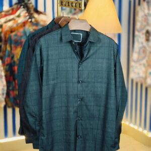 Pure Black Full‑Sleeve Cotton Shirt with Magnetic Closure — Made in China