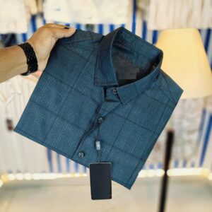 Pure Black Full-Sleeve Magnet Cotton Shirt — Made in China