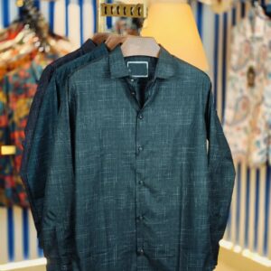 Pure Black Magnet-Cotton Long-Sleeve Shirt
