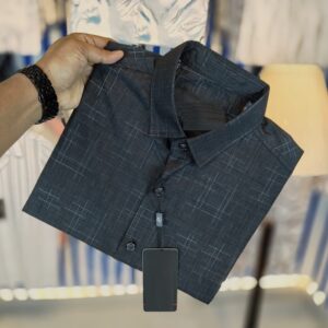 Pure Black Magnet Cotton Long-Sleeve Shirt (Made in China)