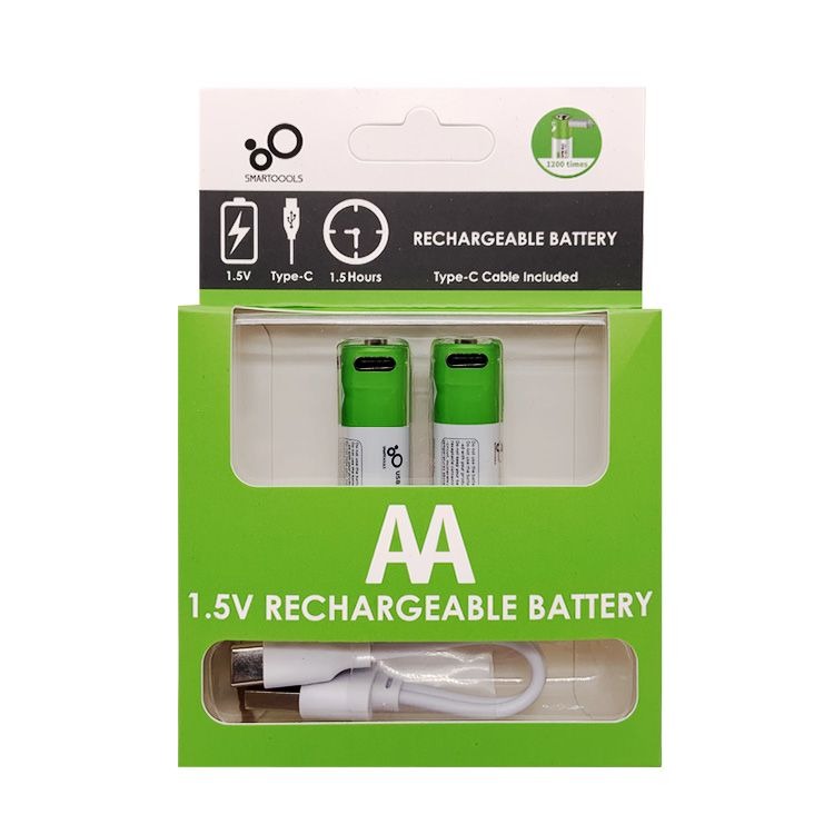 Rechargeable AA 1.5V 750mWh Batteries - Pack of 2 by SmarToools % Rechargeable AA 1.5V 750mWh Batteries - Pack of 2 by SmarToools