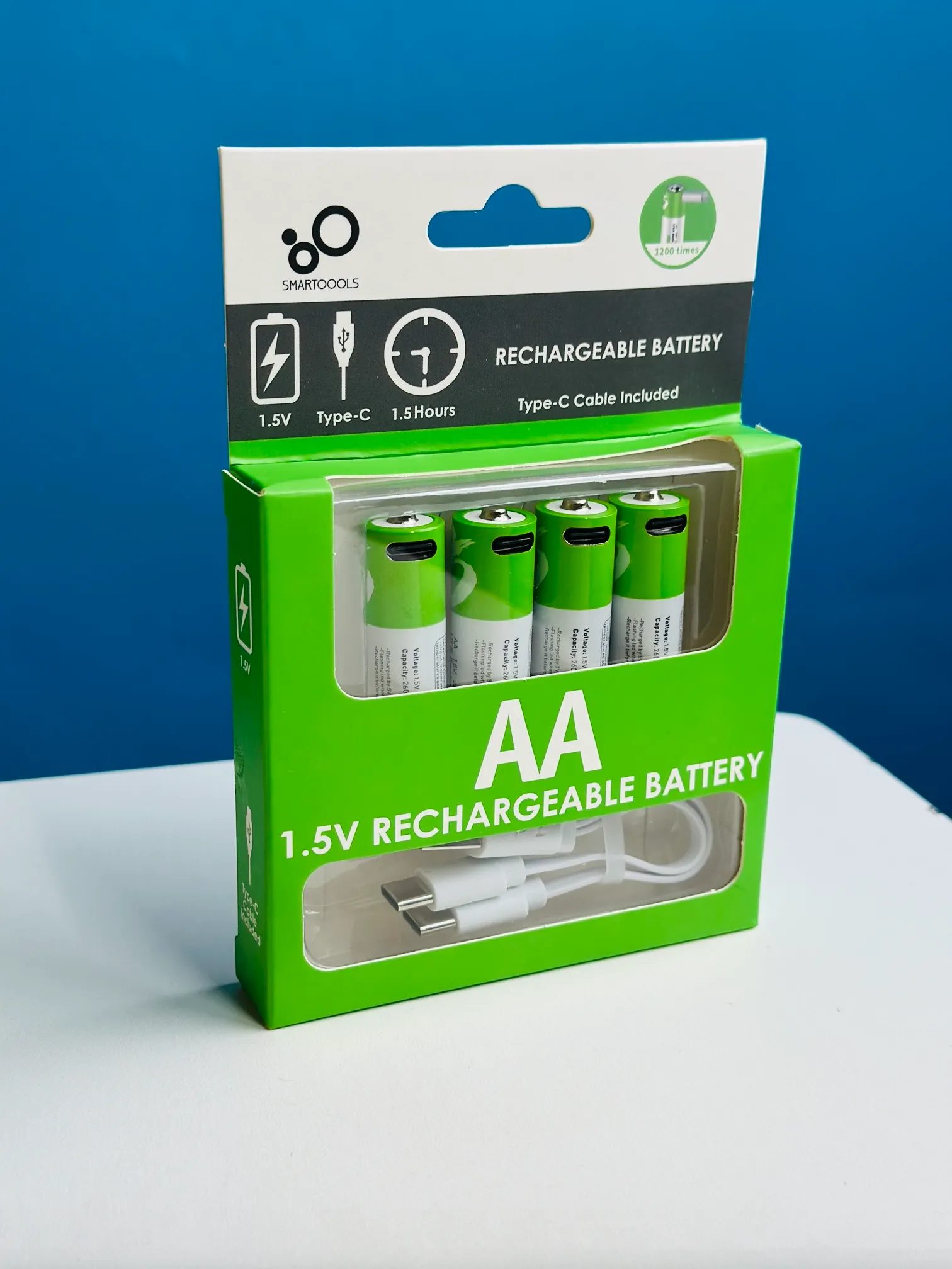 Rechargeable AA 1.5V Batteries - 2600mWh Capacity, 4-Pack by SmarTools % Rechargeable AA 1.5V Batteries - 2600mWh Capacity, 4-Pack by SmarTools
