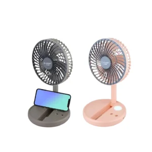 Rechargeable Folding Fan with LED Light - Portable and Compact Design