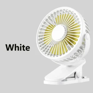 Rechargeable Handheld Clip Fan – Compact USB Design in White