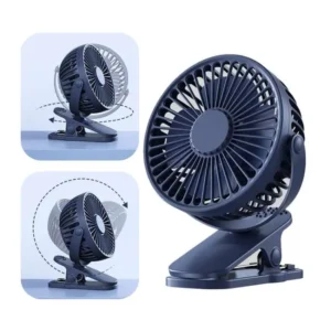 Rechargeable Mini Clip-On USB Fan – Portable Handheld Design in Blue