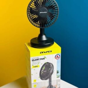 Rechargeable Mini Oscillating Desk Fan - Sleek Black Design by Awei F29