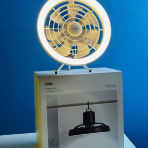 Rechargeable Table Fan with LED Light and Tripod Stand – JISULIFE FA17 White