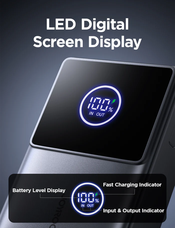 Retractable 10000mAh Power Bank with 22.5W Fast Charging by JOYROOM % Retractable 10000mAh Power Bank with 22.5W Fast Charging by JOYROOM