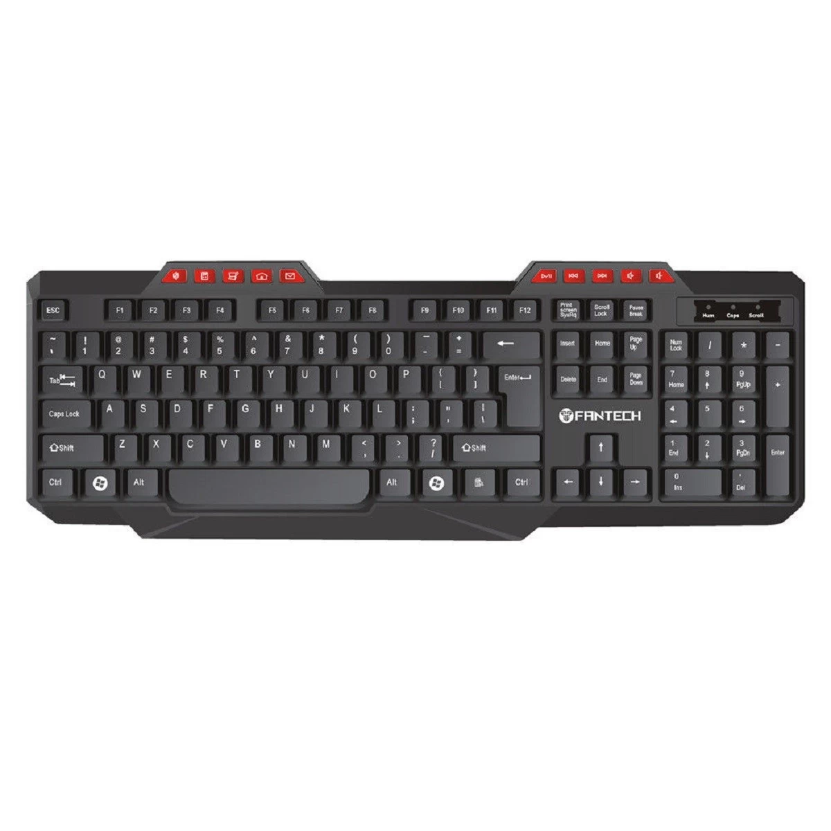 Silent Multimedia USB Keyboard for Office Use - Fantech K210 in Black % Silent Multimedia USB Keyboard for Office Use - Fantech K210 in Black