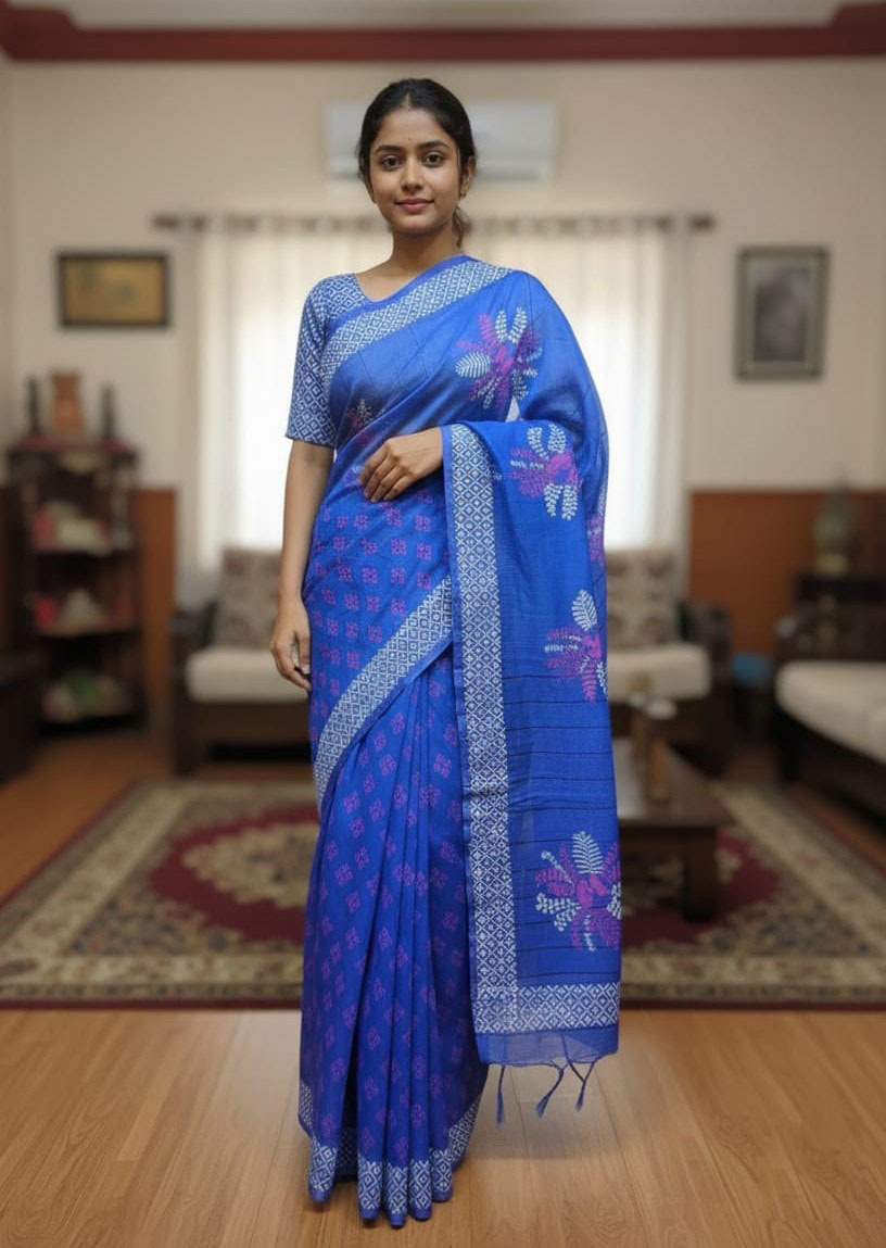 Silk Blend Half Sharee - Elegant Traditional Attire for Special Occasions % Silk Blend Half Sharee - Elegant Traditional Attire for Special Occasions