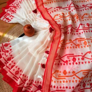 Silk Blend Screen Print Saree with Blouse – Elegant and Stylish Design
