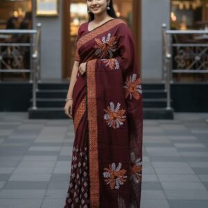 Silk Blend Sharee – Elegant Half Silk Saree for Timeless Grace