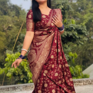 Silk Japanese Saree with Matching Blouse - Elegant Traditional Wear