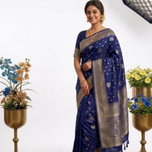 Silk Japanese Sari with Matching Blouse - Elegant Traditional Attire