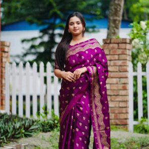Silk Skin Print Saree with Blouse - Elegant Japanese Design for Women