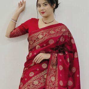 Silk Skin Print Saree with Blouse Piece - Elegant Japanese Design