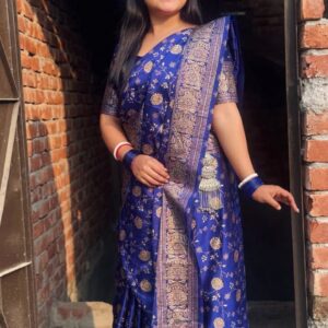 Silk Skin Print Saree with Blouse Piece - Elegant Japanese Design