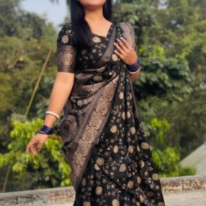 Silk Skin Print Saree with Blouse Piece - Elegant Japanese Design