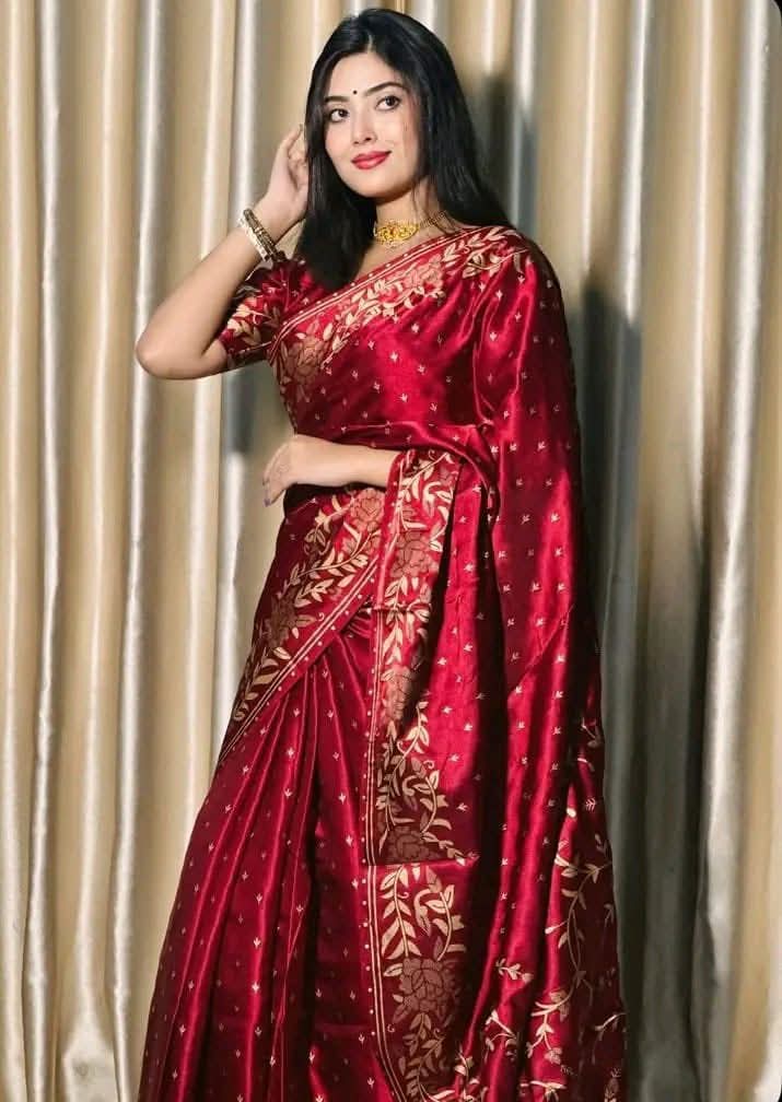 Silk Skin Print Saree with Blouse Piece - Elegant Japanese Design % Silk Skin Print Saree with Blouse Piece - Elegant Japanese Design