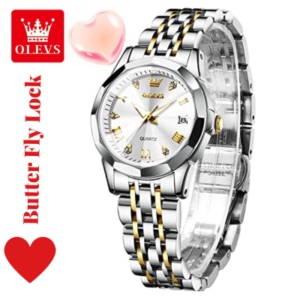 Silver OLEVS Butterfly Lock Women's Watch – Elegant Timepiece for Every Occasion