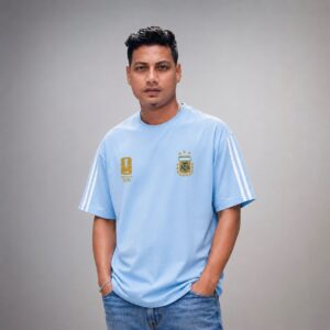 Sky Blue Argentina Fan Edition Drop Shoulder T-Shirt - Premium Quality