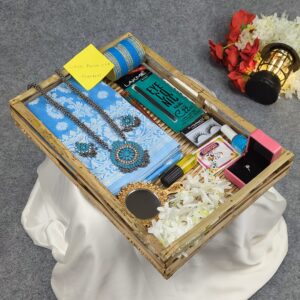 Sky Blue Premium Silk Katan Saree Set - Elegant Combo for Special Occasions
