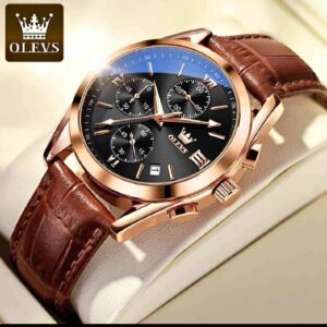 Sleek OLEVS Leather Strap Fashion Watch for a Timeless Look