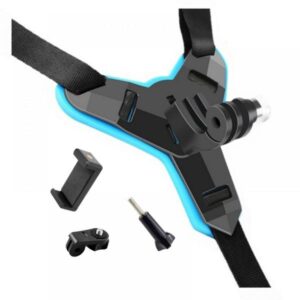 Smartphone & Action Camera Helmet Chin Mount and Mobile Holder - Black/Blue