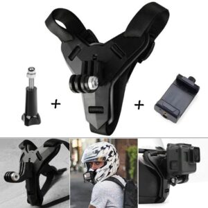 Smartphone & Action Camera Helmet Chin Mount with Mobile Holder - Black