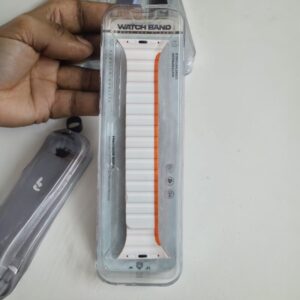 Smartwatch Stop Line Magnetic Strap - 38/40/41mm, White and Orange