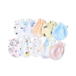 Soft Newborn Baby Mittens - Anti-Scratch Hand Guards for Protection (Random Color)