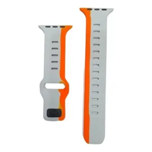Soft Silicone Dual Color Watch Straps for 42mm-49mm - Orange & Gray