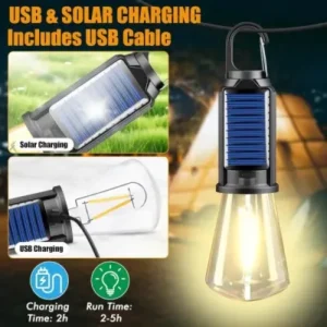 Solar Rechargeable Camping Light - Vintage Tungsten Design, 3 Modes, Wire-Free