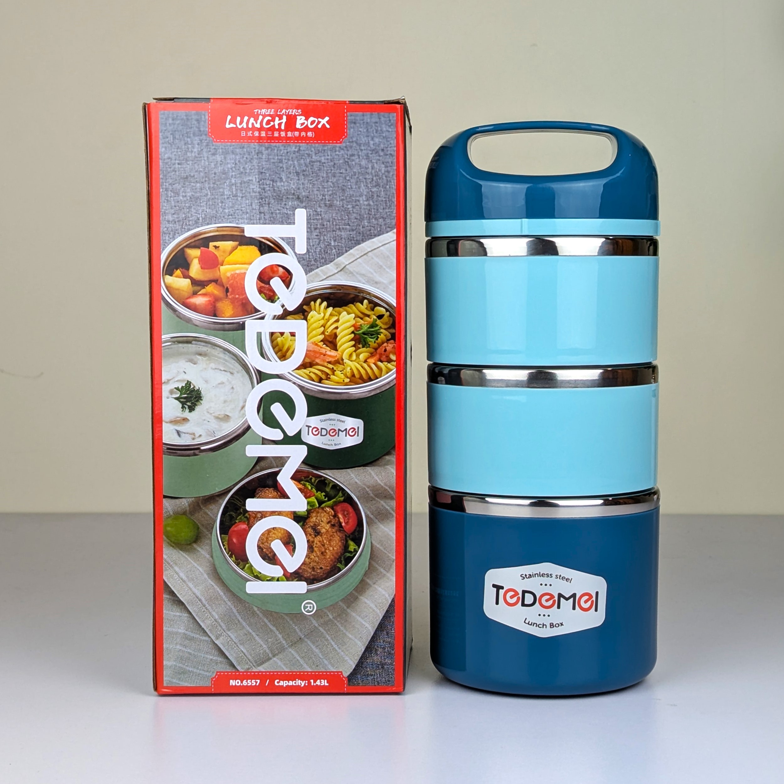 Stainless Steel 1.43L Lunch Box with 3.5 Layers for Perfect Meal Prep % Stainless Steel 1.43L Lunch Box with 3.5 Layers for Perfect Meal Prep