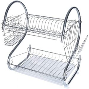 Stainless Steel 2-Tier Dish Drainer Rack for Efficient Kitchen Storage