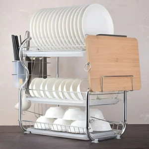 Stainless Steel 3-Tier Dish Drying Rack for Efficient Kitchen Organization